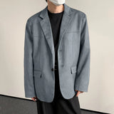 WIAOFELLAS  -  Men Blazer Solid Color Lapel Long Sleeve Button Casual Suit Men Streetwear Loose Fashion Leisure Male Thin Coats S-5XL