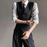 WIAOFELLAS  -  Fashion High-End Party Dance Solid Color Suit Vest Unisex 2025 Spring And Autumn New British Trend Slim Casual Suit Vest Jacket