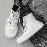 WIAOFELLAS  -  Sneakers For Men High Top Canvas Shoes PU Leather Vulcanized Shoes Platform Casual Sneakers Outdoor High Quality Sports Shoes 46