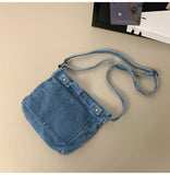 WIAOFELLAS  -  Personality washed denim bag men's new shoulder bag simple Joker Messenger bag fashion sports mobile phone bag