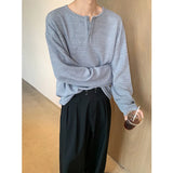 WIAOFELLAS  -  Spring Long Sleeved T-shirt Men Fashion Button White Casual T Shirt Men Streetwear Korean Loose Pleated T Shirt Mens Top M-2XL