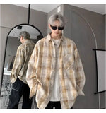 Wiaofellas  -  Tie-dye Plaid Long-sleeved Shirt New Loose Large Size Youth Casual Shirt Jacket