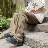 WIAOFELLAS  -  National Tide Casual Summer High-end Thin Ice Silk Wide-leg Straight Leg Trendy Knot Pants