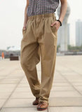 WIAOFELLAS  -  Spring Summer Thin Pants Plus Size 6XL Men's Loose Casual Trousers Cotton Elastic Waist Wide Leg Baggy Bottoms