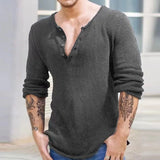 WIAOFELLAS  -  Spring Summer Casual Mens Knitted Polo Shirts Loose Long Sleeve Buttoned Lapel Knit Men Clothes Vintage Solid Tees Shirt