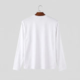 Wiaofellas  -  Men's T Shirt Solid Color V Neck Long Sleeve Loose Casual Men Clothes Streetwear Fashion Leisure Tee Tops For Man