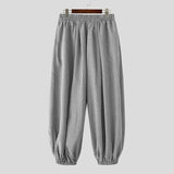 Wiaofellas  -  Men Plaid Pants Elastic Waist Joggers Loose Casual Wide Leg Trousers Men Streetwear Baggy Fashion Male Long Pants