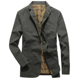 WIAOFELLAS  -  American Men's Cotton Casual Trendy Simple Solid Color Single-breasted Turn-down Collar Suit Blazers Male Jacket Coat Clothes