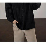 WIAOFELLAS  -  Autumn New Design Pleated Men's Texture Casual Fashion High-end Loose Versatile Long-sleeved Shirt