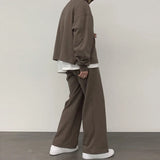 Wiaofellas  -  Spring New Fake Two-piece Sports Suit Men's Korean Hooded Sweatshirts + Loose Wide Leg Sweatpants Set Casual 2Y7125