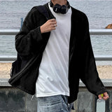 WIAOFELLAS  -  Men Shirt Mesh Transparent Long Sleeve Zipper Korean Oversize Men Clothing Streetwear Fashion Tops Male Cardigan