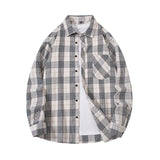 Wiaofellas  -  Men's Cotton Plaid Shirts Autumn Single Breaste Smart Casual Work Shirt Long Sleeved Tops Spring Summer Workwear Shirts Men Tops