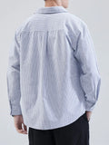 Wiaofellas Autumn New Classic Striped Men's Shirts Long Sleeve Oxford Cotton Men Clothing Work Casual Shirt Male Loose Blouse