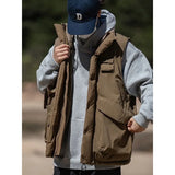 WIAOFELLAS  -  Autumn and Winter Men's Cotton-padded Waistcoat with Stand-up Collar Clip Cotton Jacket Jacket To Wear Warm