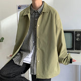 WIAOFELLAS  -  Spring and Autumn New Men's Fashion Urban Outdoor Sports and Casual Jacket Simple and Loose Large Lapel Zipper Coat C17