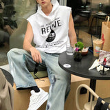 WIAOFELLAS  -  Summer New Men's Hooded Sleeveless T-shirt American Retro Fashion Trend Street Casual Loose Breathable Niche Men's Tops