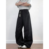 Wiaofellas  -  Men's Loose Fit Casual Pants 2026 M-5XL Plain Color Wide Leg Comfortable Blend Urban Streetwear Daily Wear Black White