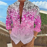 Wiaofellas  -  Casual Loose Fit Floral Butterfly Print Stand Collar Long Sleeve Shirt For Men Daily Wear