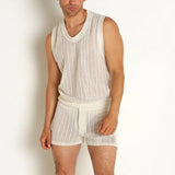 Wiaofellas  -  Summer New Men's Solid Color Casual Tank Top & Shorts Set Outdoor Daily Wear Comfortable Two Piece Outfit