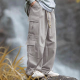 WIAOFELLAS  -  Fashionable Straight Work Pants for Men Outdoor Splicing Loose Design Multi-bag Casual Versatile Functional Trousers