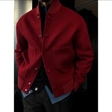 WIAOFELLAS  -  Men's Woolen Coat Fashion Brand Solid Color Stand Up Collar Versatile Trendy Jacket Jacket