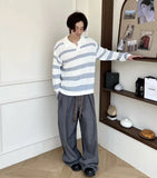 WIAOFELLAS  -  American Contrasting Seagull Collar Pullover Sweater in Autumn and Winter New Men's High-end Casual Knitted Top