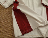 WIAOFELLAS  -  Athleisure style V-neck short-sleeved T-shirt male couple pure cotton color splicing summer fashion half sleeve base T