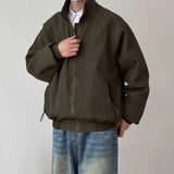 WIAOFELLAS  -  Mens Jacket Japanese Style Classic Daily Tops Ribbed Vertical Texture Street Zip-Up Raglan Baggy Bomber Trendy Top Men's Clothes
