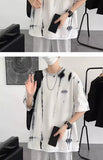 Wiaofellas  -  Tie-dyed Short-sleeved T-shirt Men's Loose Design and Casual Half-sleeved