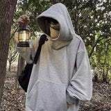 Wiaofellas  -  Autumn Solid Color Japanese Ninja Hoodies Men's Turtleneck Vintage Fleece Sweatshirts Hip Hop Y2K Streetwear Oversized Hoodie