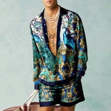 Wiaofellas  -  Set of Shirts Botanical Pattern 3D Print Fashion Shirts Casual Men Beach Shorts Summer Streetwear Hawaiian Clothes Clothing