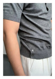 WIAOFELLAS  -  Fashionable temperament lapel polo shirt casual slim fit white short-sleeved knitted sweater high elasticity and comfort
