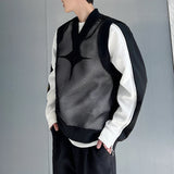 WIAOFELLAS  -  Niche Design Men's Tank Tops V-neck Sleeveless Mesh Casual Top Pullover Solid Color Loose Male Vests Sexy Clothing