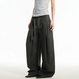 Wiaofellas  -  Unisex American Retro Pleated Wide‑Leg Cargo Pants Loose Straight Trousers Minimalist Casual Streetwear Oversized Fashion Pants