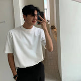 WIAOFELLAS  -  Summer Cotton Short-sleeved T-shirt Men Fashion 3-color Casual T-shirt Men Korean Version Loose O-neck T Shirt Mens Top M-2XL