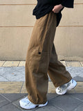 WIAOFELLAS  -  Multi-Pocket Cargo Pants Men Casual Solid Colour Straight Pants Baggy Wide-leg Pants Men Retro Versatile Trousers MID