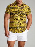 Wiaofellas  -  Men's Ethnic Style Short-Sleeve Floral Shirt, Summer Men's Short-Sleeve Floral Shirt