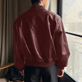 WIAOFELLAS  -  Men Jackets PU Leather Patchwork Stand Collar Long Sleeve Zipper Coats Men Streetwear Loose Punk Style Fashion Jackets