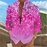 Wiaofellas  -  Casual Loose Fit Floral Butterfly Print Stand Collar Long Sleeve Shirt For Men Daily Wear