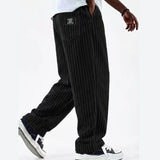 WIAOFELLAS  -  Autumn Casual Pants Corduroy Trousers Men Loose Vintage Pants Straight Sweatpants Elastic Waist Drawstring Outdoor Streetwear