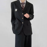 Wiaofellas  -  Mens Suits Formal Wear College Style Uniforms Japanese Style Youth Campus Slim Chic Badge Button Jacket Suits Autumn Winter