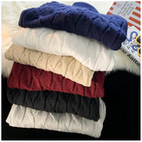 Wiaofellas  -  Autumn Winter Men's Thick Sweater Thick Solid Color Turtleneck Collar Long Sleeve Warm  Basic Classical  Knit Sweater