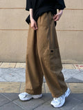 WIAOFELLAS  -  Multi-Pocket Cargo Pants Men Casual Solid Colour Straight Pants Baggy Wide-leg Pants Men Retro Versatile Trousers MID