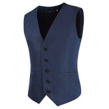 WIAOFELLAS  -  Spring and Autumn Men's Korean Slim Suit Vest Casual Solid Color Simple Fashion Single Breast Top