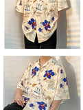 WIAOFELLAS  -  Summer New Hawaiian Floral Printing Beach Men's Suit Loose Lapel Shirt And Pants Vintage Fashion Men 2 Piece Set BS110