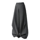 WIAOFELLAS  -  Korean Style Men's Pants Pleated Design Solid Color Straight Loose Machete Trousers Wide Leg Casual Male Bottom New