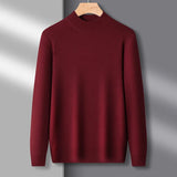 WIAOFELLAS  -  Half High Collar Sweater Men Autumn Winter Thicker Warm Casual Minimalist Ulzzang Basic Clothing Pullovers All-match Tender Chic