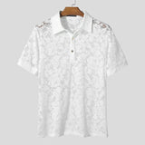 WIAOFELLAS  -  Men Shirt Lace Transparent Mesh Lapel Short Sleeve Summer Men Clothing Streetwear Sexy Party Fashion Camisas S-5XL