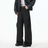 WIAOFELLAS  -  New Simple Men's Suit Pants Solid Color Casual Splicing Bottom Wide Leg Loose Male Spring Trousers Menswear Korean