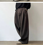 WIAOFELLAS  -  High Waist Wide Leg Casual Pants for Women Bla Floor-Length Drapey Suit Pants Casual Loose Fit Polyester Fiber